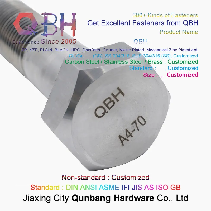 Qbh স্টেইনলেস স্টীল হেক্স বোল্ট DIN933 A4 - 70 প্লেইন ফিনিশ 0