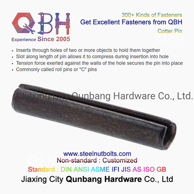 QBH Slotted Spring Pins Carbon Steel ZP/YZP/PLAIN/BLACK/HDG Dacromet Geomet Nickle Plate Roll Cotter Pins "C" Pins